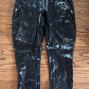 SPANX Glossy Black Faux patent Leather Leggings XL